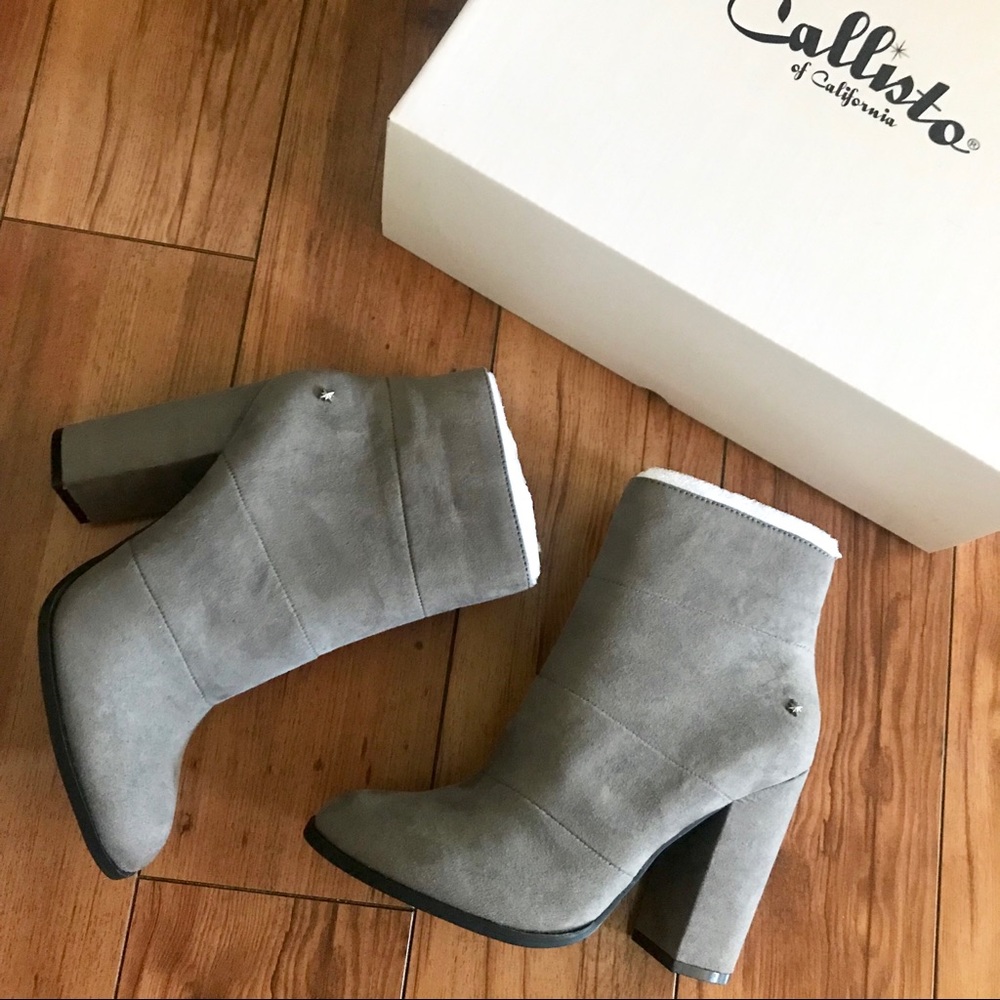 NIB Callisto CA Academy Gray Mid Ankle Zip Booties